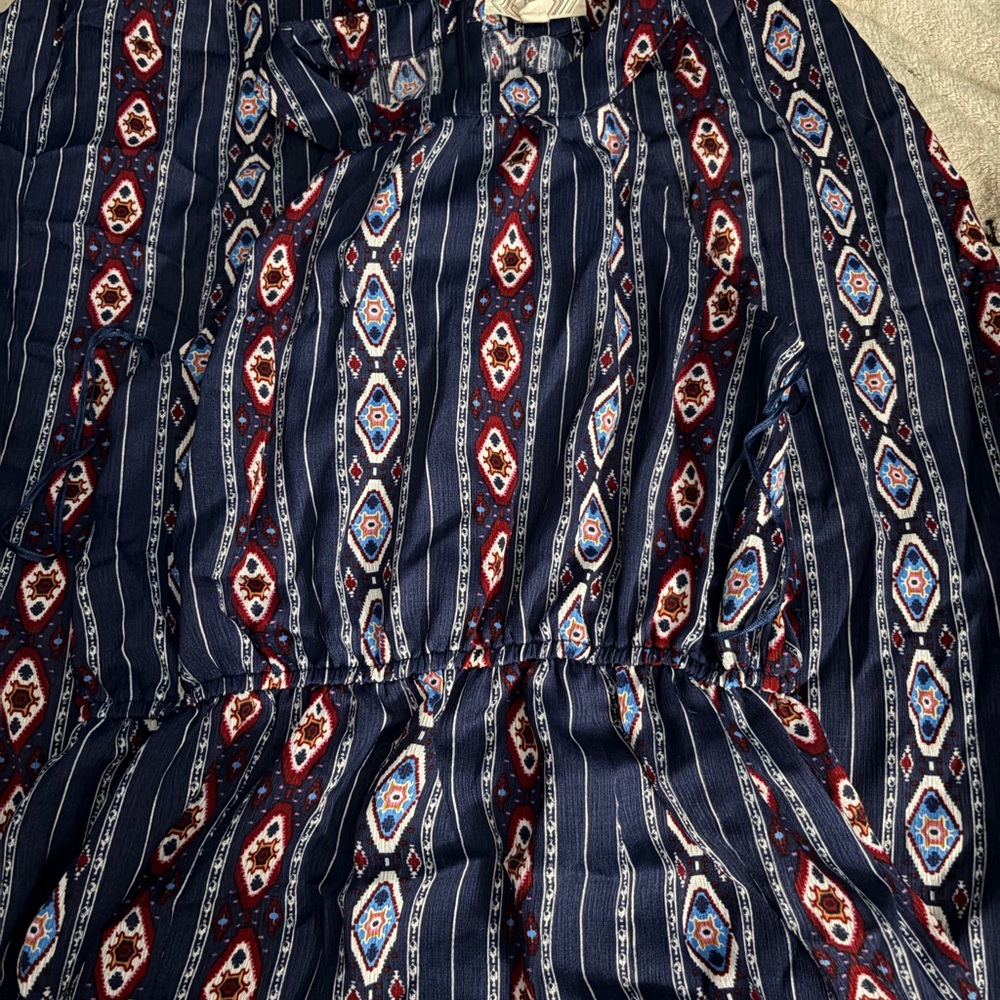 Pink Rose Navy and Red Patterned Maxi Dress